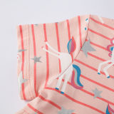 Toddler Kids Girls Print Unicorns Stripes Short Sleeves Cotton Dress
