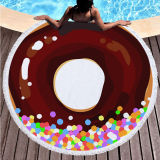 Print Sweet Delicious Doughnut Round Tassels Cotton Beach Towel Blanket Table Cover Wall Hanging