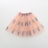 Kid Girl Embroider Sequins Feathers Tutu Skirt