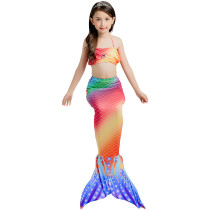 3PCS Kid Girls Ombre Scale Mermaid Tail Bikini Sets Swimwear