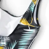 Family Matching Swimwear Prints Leaves Black Swimsuit and Truck Shorts