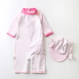 Toddle Kids Girls Print Pink 3D Flamingo Swimsuit Swimwear With Cap