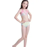 3PCS Kid Girls Ombre Scale Mermaid Tail Bikini Sets Swimwear With Free Garland Color Random