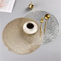 Round Hollow Out Waterproof Insulation Non-Slip PVC Placemats For Dining Table Mats