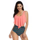 Women Swimsuit Cut Out Prints Tropical Leaves Bikinis Sets Swimwear