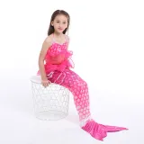 3PCS Kid Girls Scale Ruffles Tutu Mermaid Tail Bikini Swimsuit With Free Garland Color Random