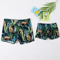 Dad and Boys Prints Jungle Cheetah Swimwear Trunks Swim Boxer Shorts
