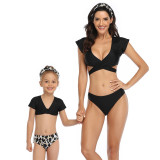 Mommy and Me Sports Print Leopard Print Bikini Sets Matching Swimwear