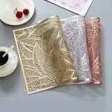 Rectangle Leaves Hollow Out Waterproof Insulation PVC Placemats