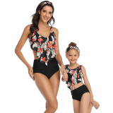 Mommy and Me Leopard Print Tropical Leaves Bikini Sets Matching Swimwears