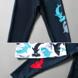 Kid Boys Underwater Diving Print Sharks Swimwear Sets Long Sleeves Top and Pant With Swim Cap