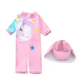 Toddle Kids Girls Print Unicorn Stars Swimsuit Swimwear With Cap