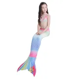 3PCS Kid Girls Ombre Scale Mermaid Tail Bikini Sets Swimwear With Free Garland Color Random