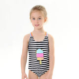 Toddle Kids Girls Black Stripes Ice Cream Swimsuit Swimwear