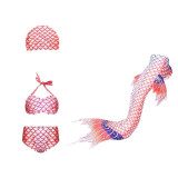 3PCS Kid Girls Omber Scale Flying Fish Mermaid Tail Bikini Swimsuit With Free Garland Color Random