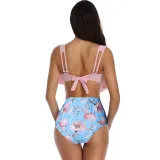 Women Swimsuit Cut Out Prints Tropical Leaves Bikinis Sets Swimwear