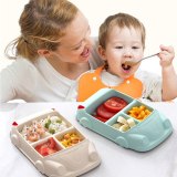 Bamboo Fiber Children's Plate Separate Car Tableware Baby Feeding Sets Children Tableware