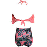 Women Swimsuit Ruffles Prints High Waist Bikinis Sets Swimwear