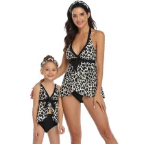 Mommy and Me Leopard Print Tropical Leaves Bikini Sets Matching Swimwears
