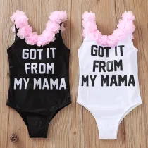 Toddle Kids Girls Flowers Ruffles Prints Slogan Swimsuit Swimwear