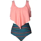Women Swimsuit Cut Out Prints Tropical Leaves Bikinis Sets Swimwear