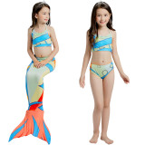 3PCS Kid Girls Clownfish Mermaid Tail Bikini Sets Swimwear With Free Garland Color Random
