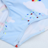 Toddle Kids Girls Rainbows Clouds Bowknot Backless Swimsuit Swimwear