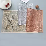 Rectangle Leaves Hollow Out Waterproof Insulation PVC Placemats