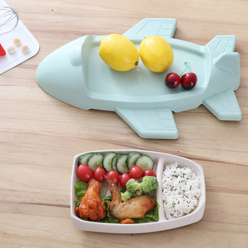 Creative Airplane Plate Baby Dishes Set Bamboo Fiber Plate Bowl Tableware Set Feeding Dishes