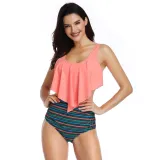 Women Swimsuit Cut Out Prints Tropical Leaves Bikinis Sets Swimwear