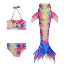 3PCS Kid Girls Flying Fish Shell Mermaid Tail Bikini Sets Swimwear With Free Garland Color Random