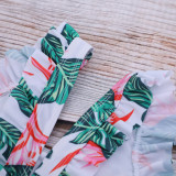 Mommy and Me Ruffles Tropical Leaves Swimsuit Matching Swimwears