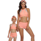 Mom and Me Matching Swimwear Sport Leopard Print Bikini Set and Truck Shorts