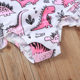 Toddle Kids Girls Print Dinosuars Ruffles Swimsuit Swimwear