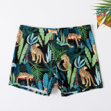 Dad and Boys Prints Jungle Cheetah Swimwear Trunks Swim Boxer Shorts