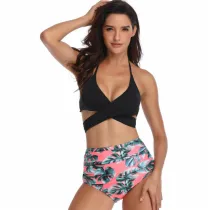 Women Swimsuit Cross Over High Waist Bikinis Sets Swimwear