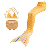 3PCS Kid Girls Ombre Scale Mermaid Tail Bikini Sets Swimwear With Free Garland Color Random