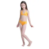 3PCS Kid Girls Ombre Scale Mermaid Tail Bikini Sets Swimwear With Free Garland Color Random