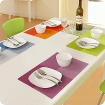 Rectangle Plaids Ombre Color Waterproof Insulation PVC Placemats