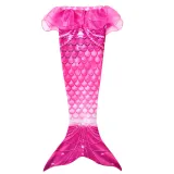 3PCS Kid Girls Scale Ruffles Tutu Mermaid Tail Bikini Swimsuit With Free Garland Color Random