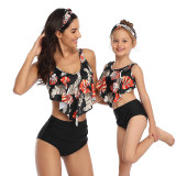 Mommy and Me Leopard Print Tropical Leaves Bikini Sets Matching Swimwears