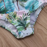 Toddle Kids Girls Bowknot Tube Tops Prints Coconut Tree Beach Bikini Swimwear Sets