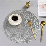 Round Hollow Out Waterproof Insulation Non-Slip PVC Placemats For Dining Table Mats