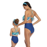 Mommy and Me Pompom Ruffles Bikini Sets Matching Swimwear