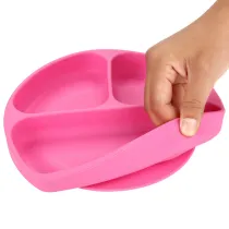 Baby Dishes Smiling Silicone Plate With Suction Cup Strong Sticky Divided Silicone Food Plate