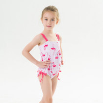 Toddle Kids Girls Pink Stripes Prints Flamingos Slip Swimsuit Swimwear