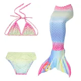3PCS Kid Girls Ombre Scale Mermaid Tail Bikini Sets Swimwear With Free Garland Color Random
