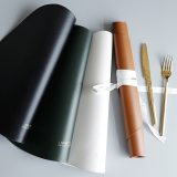 Tableware PU Leather Pad Placemat Heat Insulation Non-Slip Simple Placemats