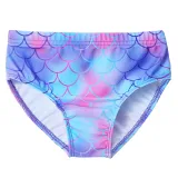 3PCS Kid Girls Scale Ruffles Tutu Mermaid Tail Bikini Swimsuit With Free Garland Color Random