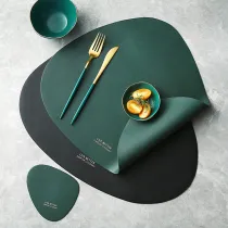 Tableware PU Leather Pad Placemat Heat Insulation Non-Slip Simple Placemats